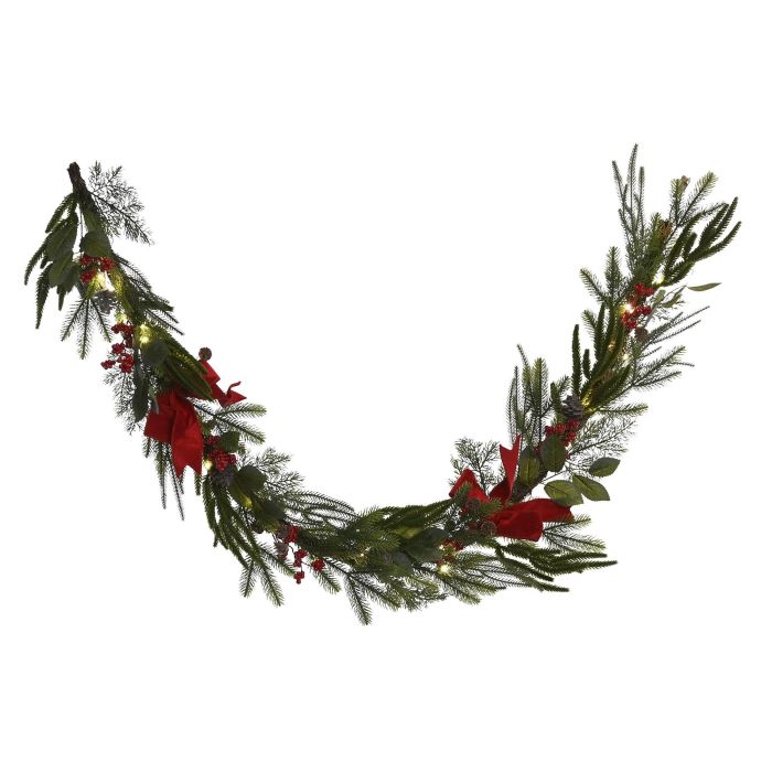 Guirnalda Navidad Tradicional DKD Home Decor Verde Rojo 13 x 180 x 25 cm (2 Unidades) 3