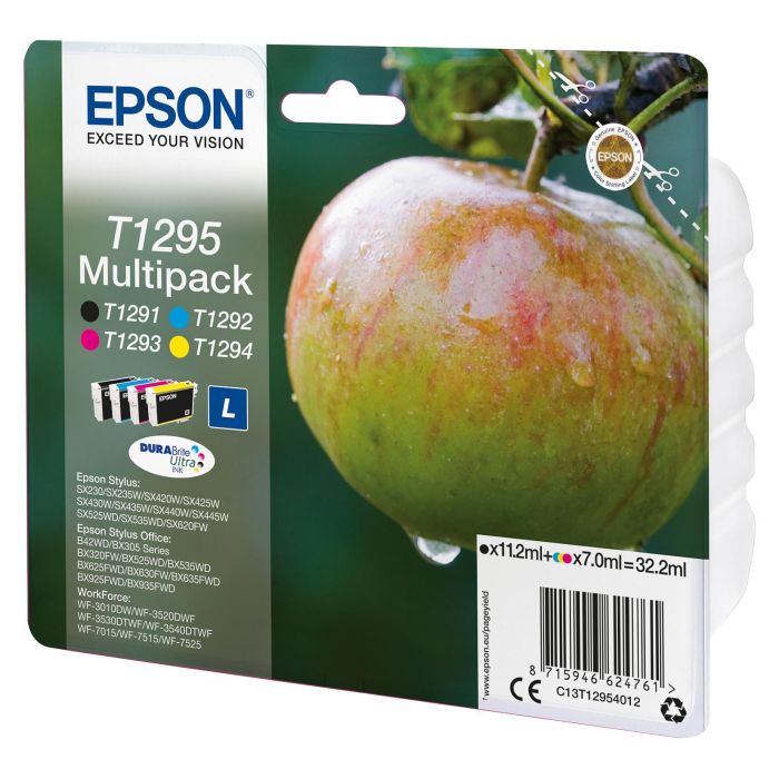 Epson Cartucho T1295 Multipack Multicolor T1291+T1292+T1293+T1294 Original para SX420/525WD/620FW (C13T12954010) 1