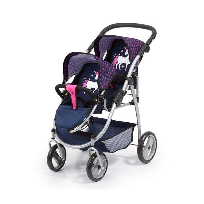 Coche de muñeca paseo gemelar azul marino 73x63x46 cm 1 Coche de muñeca paseo gemelar azul marino 73x63x46 cm 1