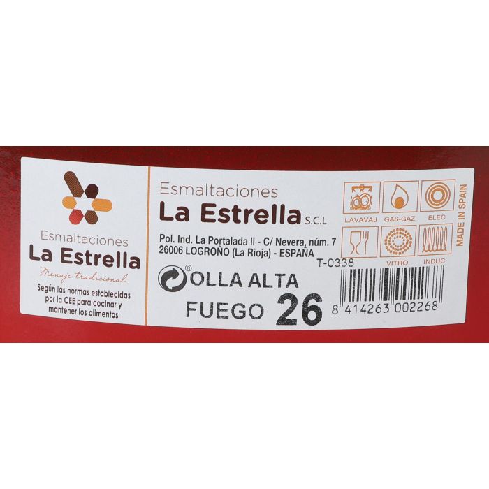 Olla Alta con Tapa 26 cm 11L Fuego La Estrella (2 Unidades)