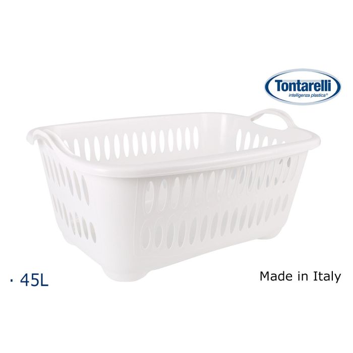 Cesta de Ropa con Asas 45L Cover Line Blanco - Tontarelli (12 Unidades) Cesta de Ropa con Asas 45L Cover Line Blanco - Tontarelli (12 Unidades)