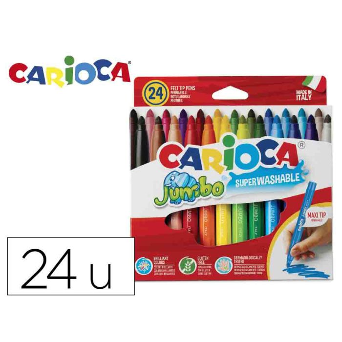 Carioca Rotulador Jumbo Punta Maxi Colores - Caja De 24