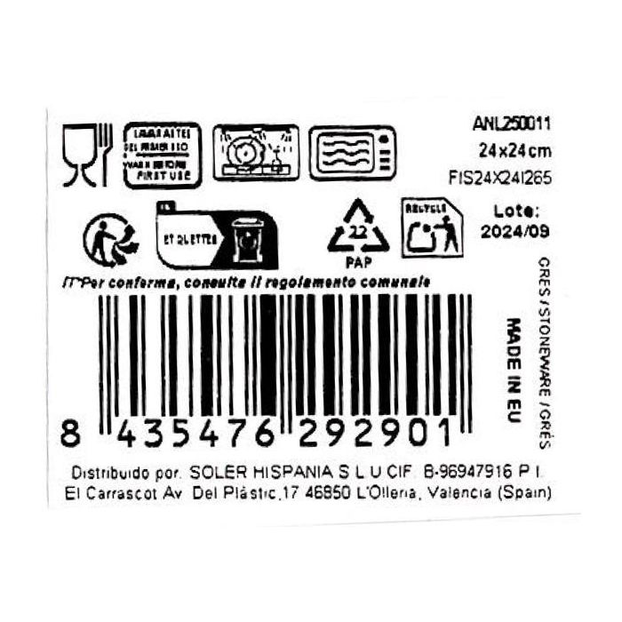 La Mediterranea Plato Llano 24 x 24 cm Elite Brillo (6 Unidades) La Mediterranea Plato Llano 24 x 24 cm Elite Brillo (6 Unidades)