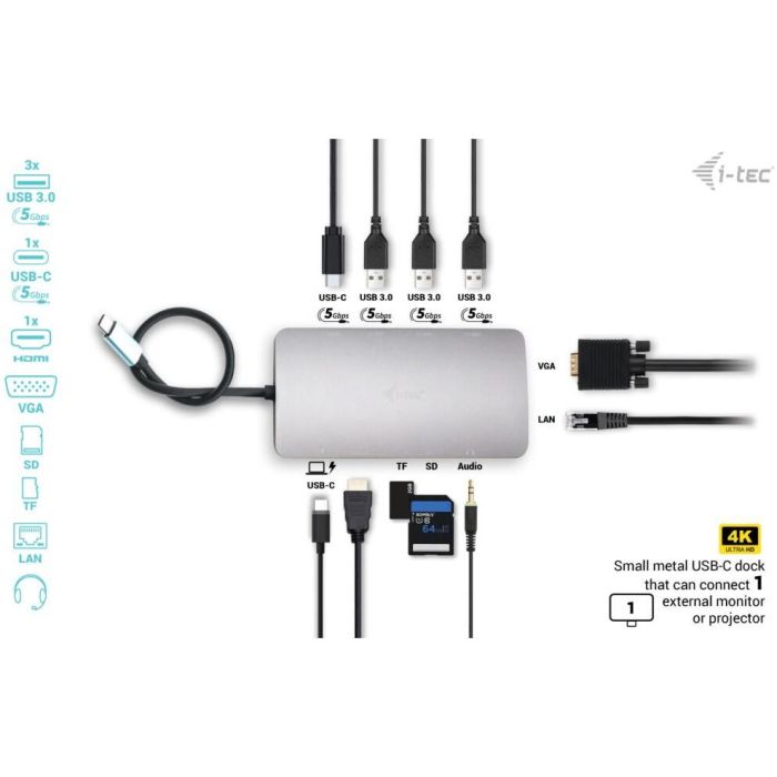 Dockstation i-Tec C31NANODOCKVGAPD Plata 10 Dockstation i-Tec C31NANODOCKVGAPD Plata 10