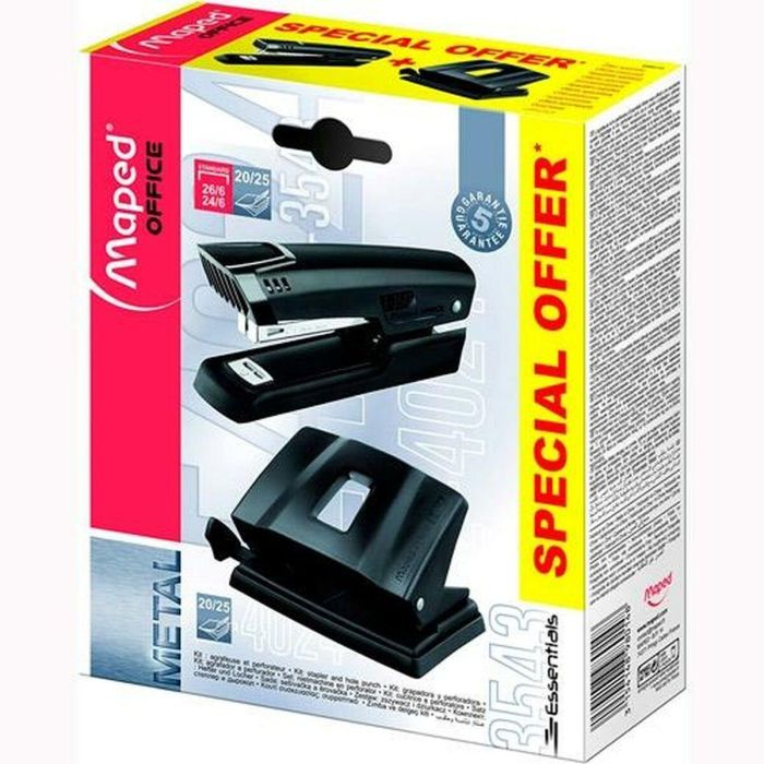 Set Maped 3543 Essentials Perforadora Grapadora Negro (16 Unidades) 1 Set Maped 3543 Essentials Perforadora Grapadora Negro (16 Unidades) 1