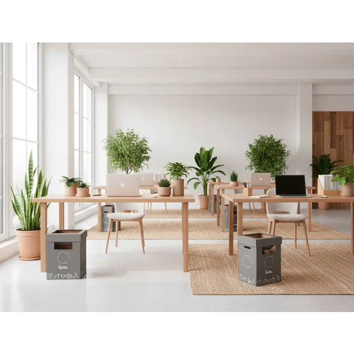 Liderpapel Contenedor Papelera Reciclaje Restos No Reciclables Cartón Reciclado 70 Litros 450x350x650 mm Gris 6