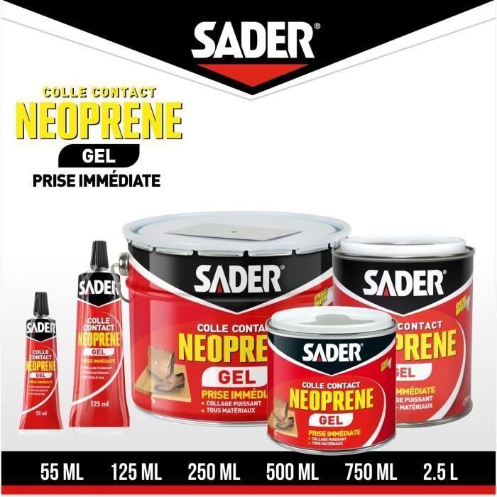 SADER SAD3184410200711 Adhesivo de Contacto Neopreno en Gel Extrafuerte para Todo Tipo de Materiales Adhesión Inmediata Tubo 125 ml 1