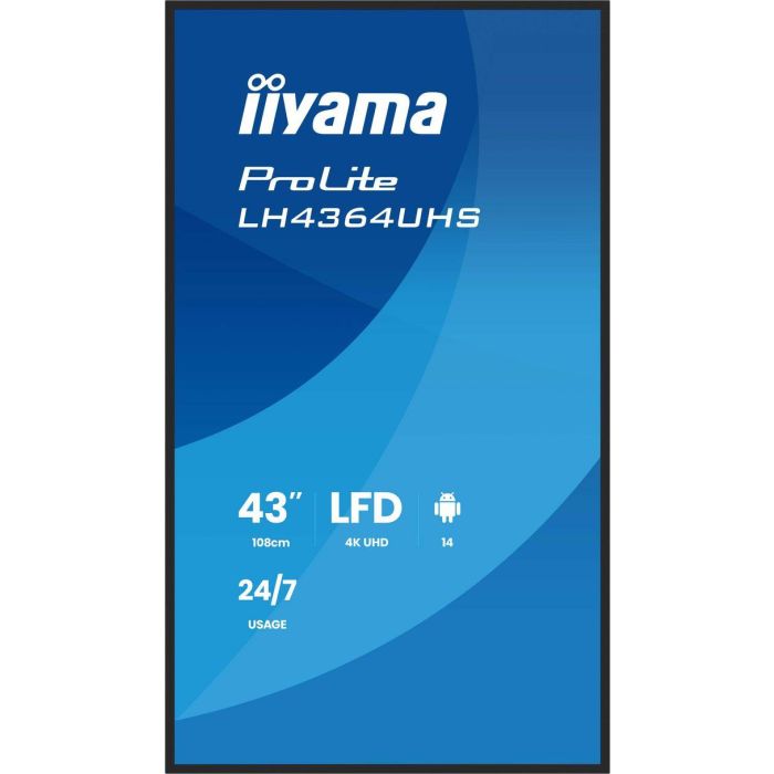 iiyama Monitor Profesional 43" UHD 3840x2160 VA DLED Panel, 500cd/m², Horizontal/Vertical, Android 14, HDMI, USB-C, WiFi, 24/7 1