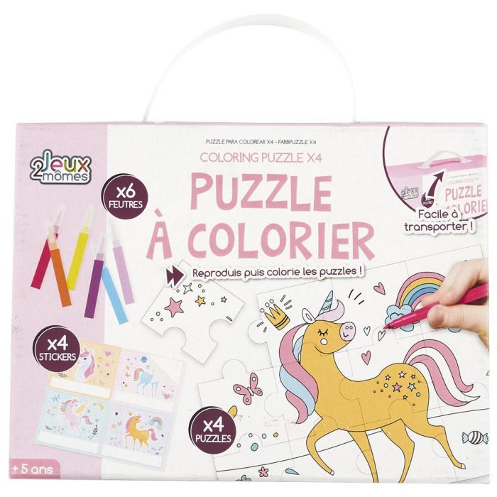 Jeux 2 momes Juego de 4 Puzzles para Colorear con Rotuladores y Pegatinas, a partir de 5 años 3 Jeux 2 momes Juego de 4 Puzzles para Colorear con Rotuladores y Pegatinas, a partir de 5 años 3