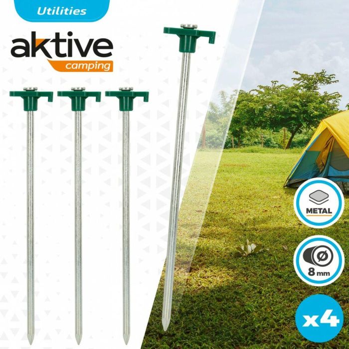 Piquetas para camping Aktive 25 cm 4 Piezas Ø 8 mm (24 Unidades) 2