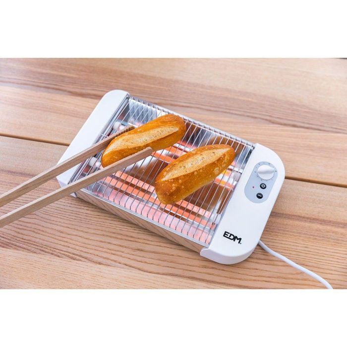 Edm Multitostador Plana Tostadora 600w Temporizador 6 Temperaturas Cromado / Blanco 220-240v