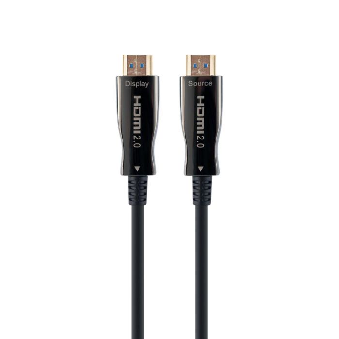 Gembird CCBP-HDMID-AOC-20M Cable HDMI 2.0 AOC Premium con Ethernet, 20m, 4K UHD 60Hz, Fibra Óptica, Trenzado Nylon, Oro