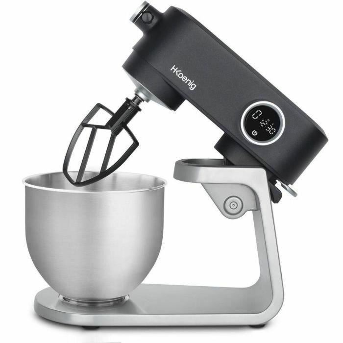 Robot repostero - H.Koenig - KM120 - 800 W - Bol de acero inoxidable 5 L - 8 velocidades - Gris mate y plata 5