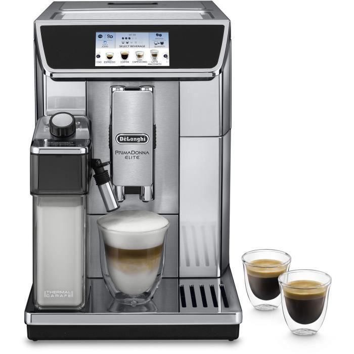 DELONGHI ECAM 650.75.MS Cafetera espresso automática con molinillo PrimaDonna Elite - Acero inoxidable