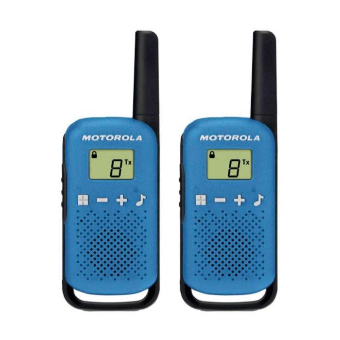 Motorola Walkie Talkie PMR446 Azul - Alcance 4 km, 16 Canales, Pantalla Retroiluminada, 18 Horas Autonomía