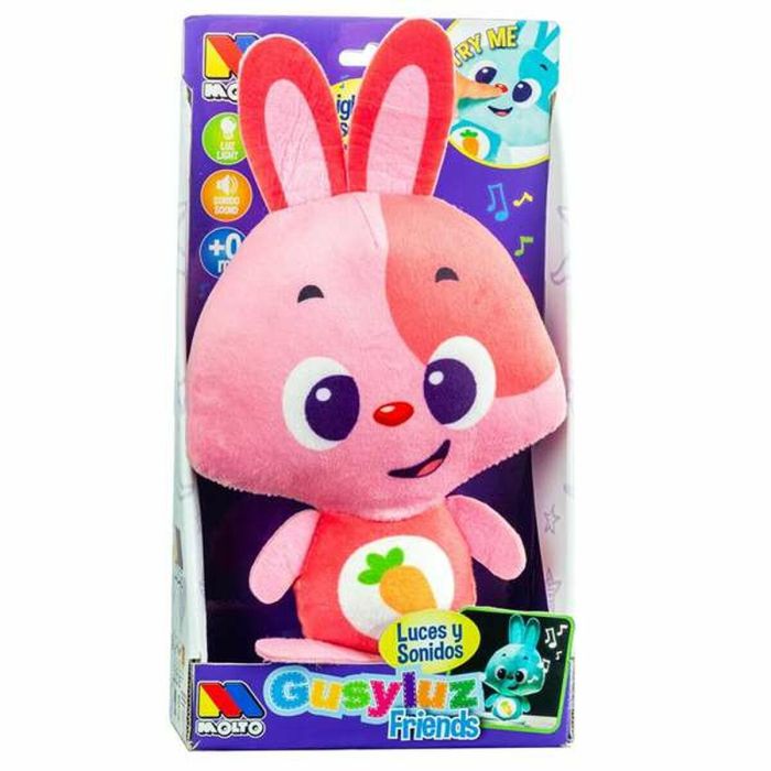 Muñeco gusy luz baby bunny rosa con luz y sonido. 7.5 cm 5