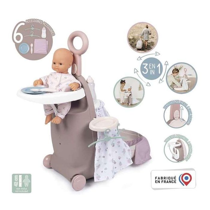 Smoby Trolley Baby Nurse 3 en 1 Maleta, Trona y Cuna para Muñecas hasta 42 cm. 62x25,5x25,5 cm 11