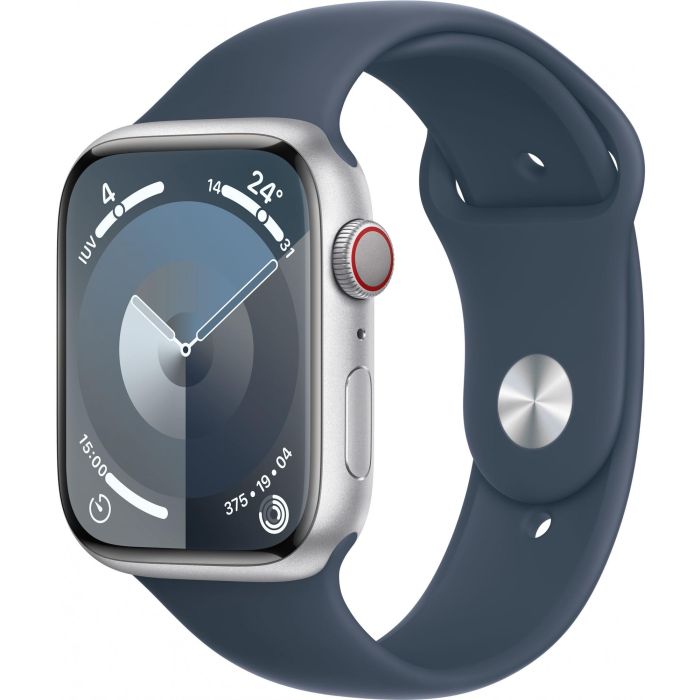Apple Watch S9 Cellular 45mm Plata Aluminio con Sport Band Azul Tormenta M/L