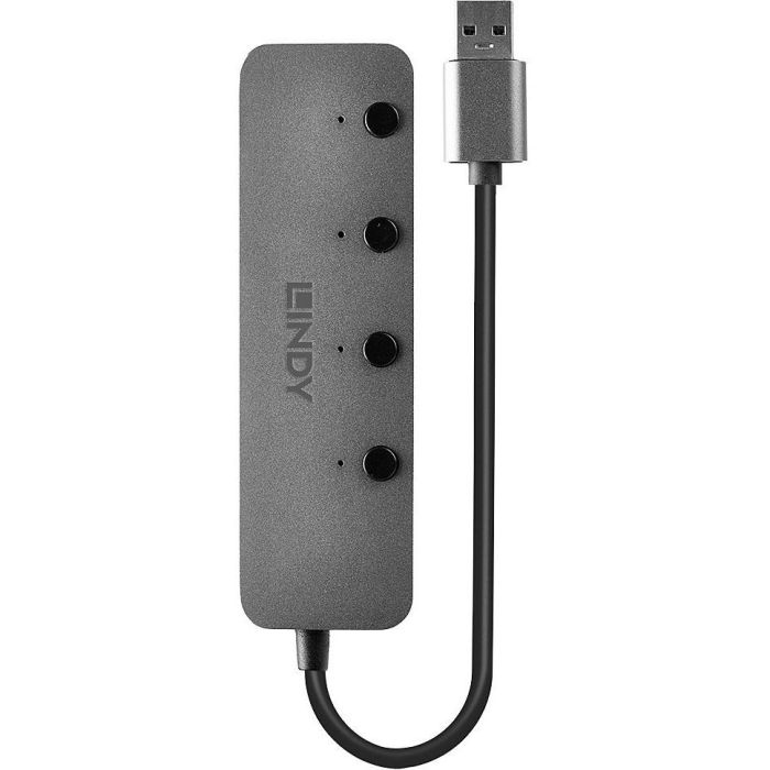 Hub USB LINDY Negro Gris (1 unidad)