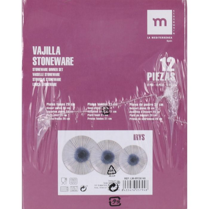 La Mediterranea Vajilla 12 Piezas Irys Monaco Ivory Brill (2 Unidades) 5