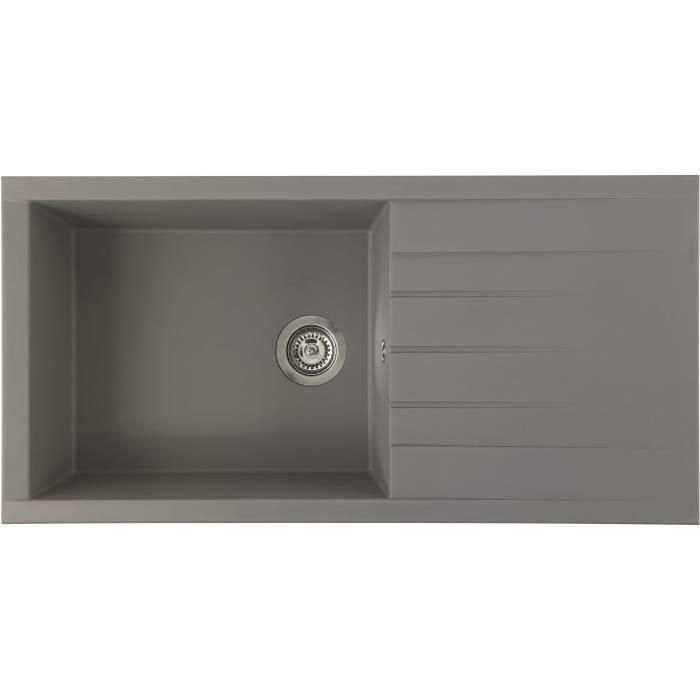 STRADOUR CUBE fregadero incorporado en SMC CONCRETE GREY - 16, 1 bandeja, dim.100 * 50 cm, vaciado manual STRADOUR CUBE fregadero incorporado en SMC CONCRETE GREY - 16, 1 bandeja, dim.100 * 50 cm, vaciado manual