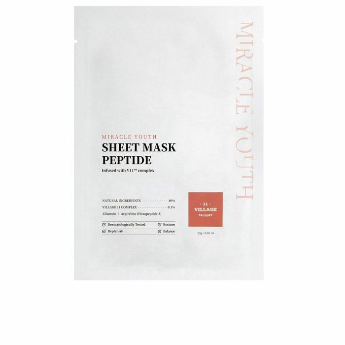 Village 11 MIRACLE YOUTH Mascarilla Facial de Tejido con Péptidos y Colágeno para Firmeza y Elasticidad, 23 g - Todo Tipo de Pieles Village 11 MIRACLE YOUTH Mascarilla Facial de Tejido con Péptidos y Colágeno para Firmeza y Elasticidad, 23 g - Todo Tipo de Pieles