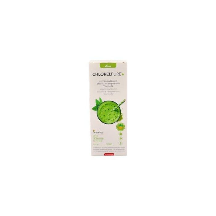 INTERSA Chlorelpure+ Metal Detox 500ml - Bebida Detox con Chlorella, Vitamina B2 y Fibra Prebiótica para Mucosas y Piel