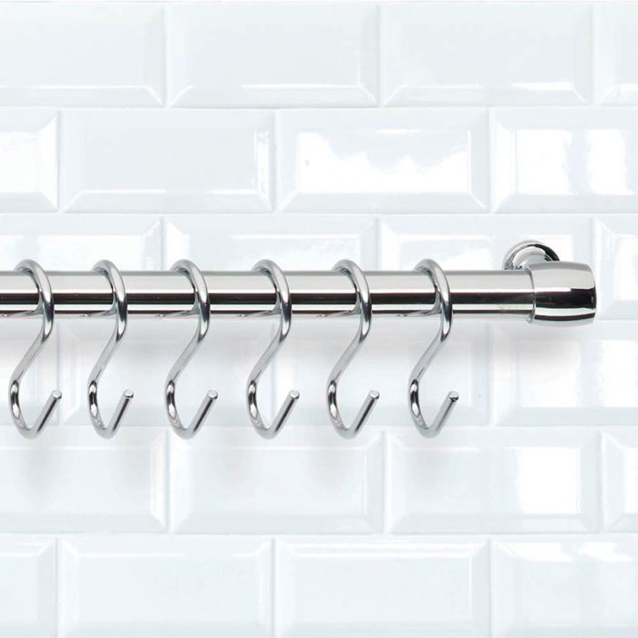 Metaltex Set 6 ganchos "S" Leonardo cromados 6,5cm para barra de colgar ref.77276 1