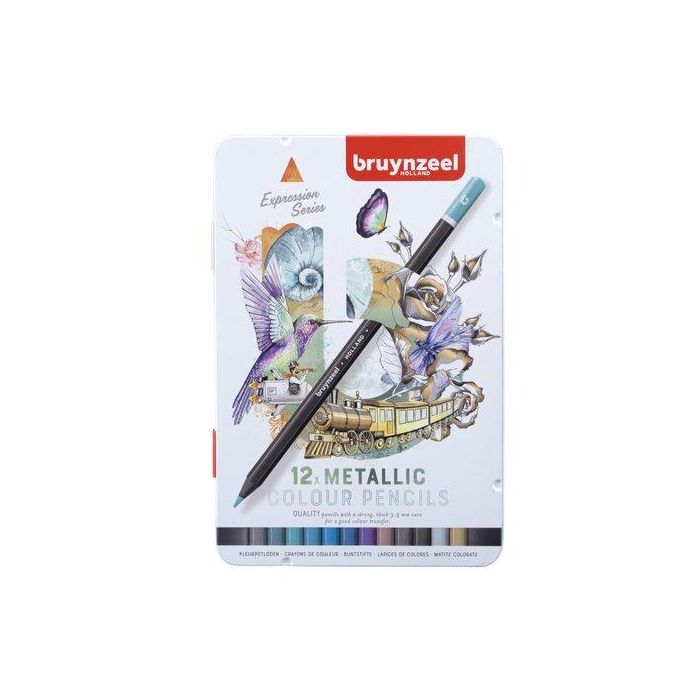 Lapices De Colores Bruynzeel Metalicos Estuche De Metal De 12
