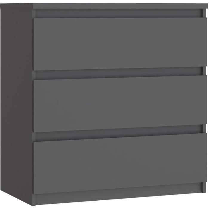 Cómoda - CHELSEA - 3 cajones - Antracita - 77,2 x 42,2 x 79,9 cm 2 Cómoda - CHELSEA - 3 cajones - Antracita - 77,2 x 42,2 x 79,9 cm 2