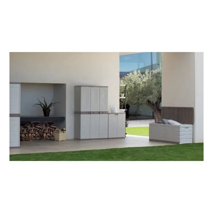 Plastiken Arcón con ruedas 190 L - Caja de almacenamiento funcional y estético de resina para interior y exterior - Beige 1