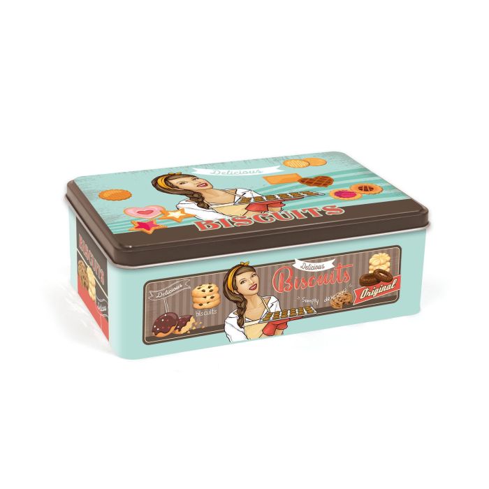 Bote de metal para galletas Quttin 20x13x7 cm (12 Unidades) 2 Bote de metal para galletas Quttin 20x13x7 cm (12 Unidades) 2