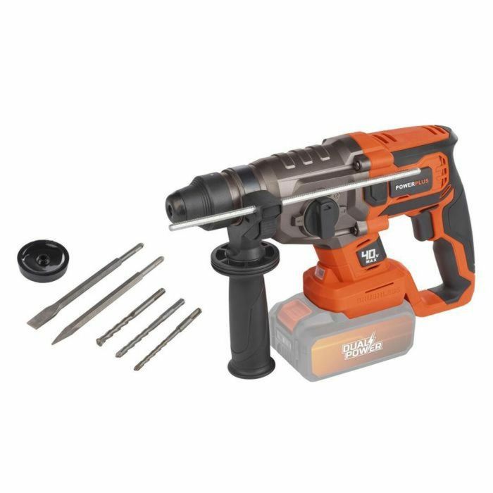 Hammer de broma inalámbrica 40V 5J SDS -Plus sin escobillas + 5 Accesorios - Dual Power PowDP15680 - Entregado sin batería o cargador 5