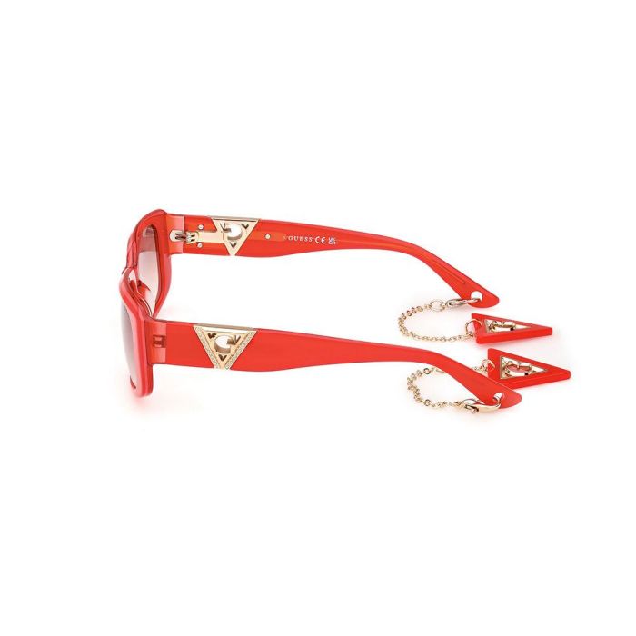 Guess Gafas GU7891 66F 140 mm Gafas de Sol Rectangulares Mujer Rojo Brillante Marrón Degradado Plástico Lujo