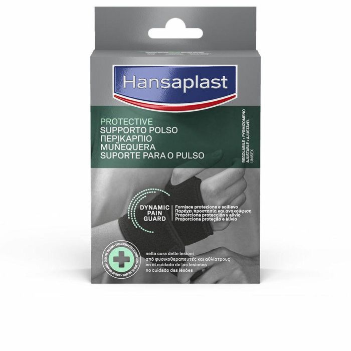 Hansaplast Muñequera Soporte Ajustable Dynamic Pain Guard, Sujeción Moderada 360°, Termo-técnica para Alivio del Dolor y Recuperación