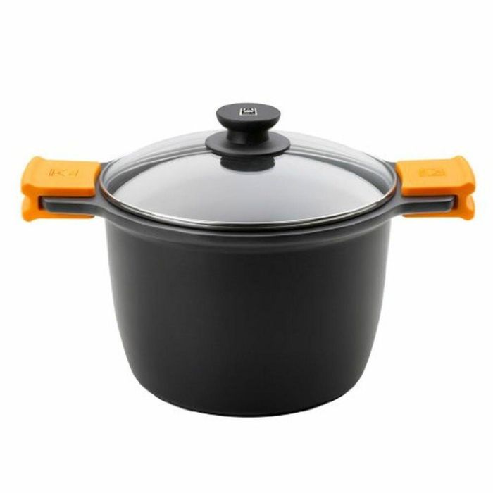 Bra A273907 Olla Alta Efficient Ø28cm 11.1L Aluminio Fundido con Antiadherente Teflón Platinum Plus Apta Inducción y Horno