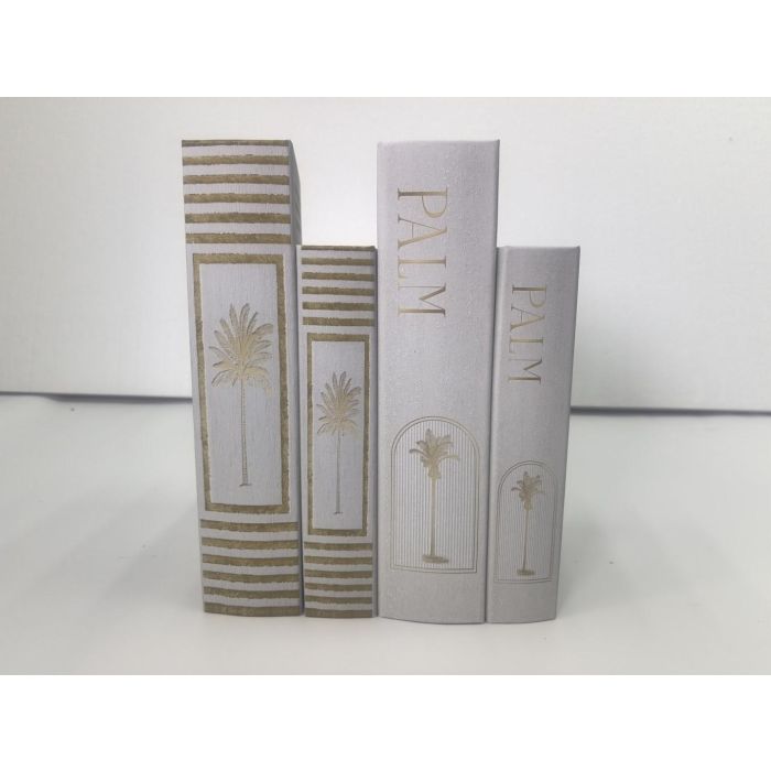 Caja Libro Glam DKD Home Decor Blanco Dorado 7 x 30 x 21 cm Set de 2 (2 Unidades) 2