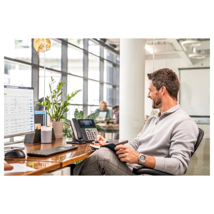 HP Teléfono IP Poly Edge E550, Teléfono IP con pantalla IPS de 5 pulgadas, Negro, 12 líneas