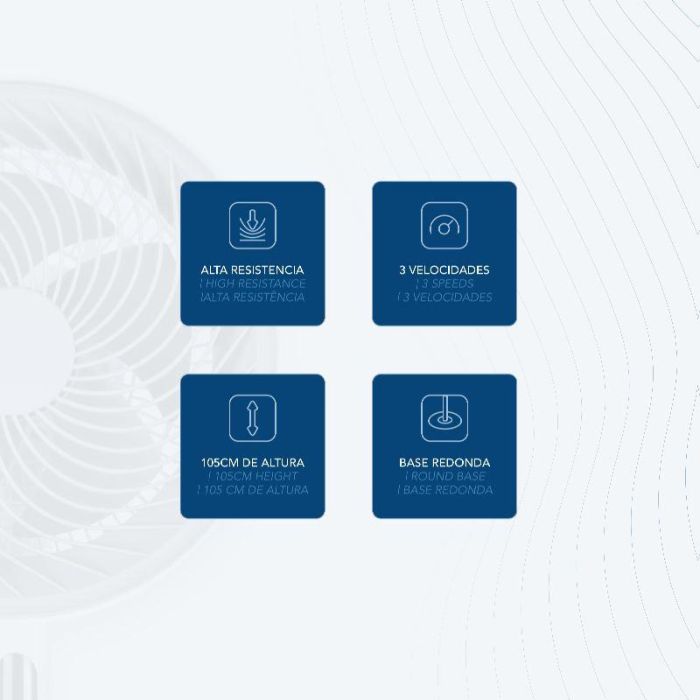 Daewoo Ventilador de Alta Velocidad de 25 cm (10 pulgadas), 80 W con Base Redonda y Mando a Distancia