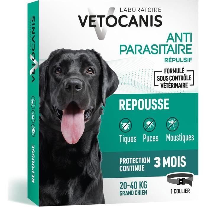 Vetocanis Collar Antiparasitario Perros Grandes +20kg Repele Pulgas Garrapatas Mosquitos con Margosa y Lavandin Natural Vetocanis Collar Antiparasitario Perros Grandes +20kg Repele Pulgas Garrapatas Mosquitos con Margosa y Lavandin Natural