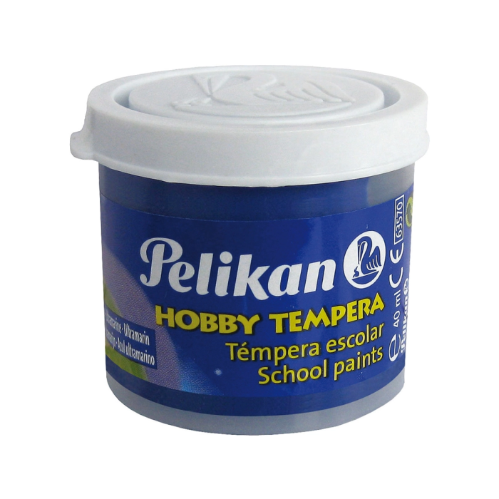 Pelikan Tempera Hobby Azul Ultramar N.120 40 cc Pintura al Agua para Papel Cartulina Madera Tela 1