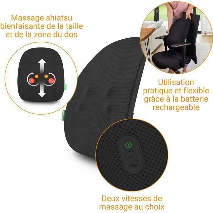 Medisana MC 500 Respaldo de masaje Shiatsu recargable inalámbrico con 2 velocidades, Negro 3