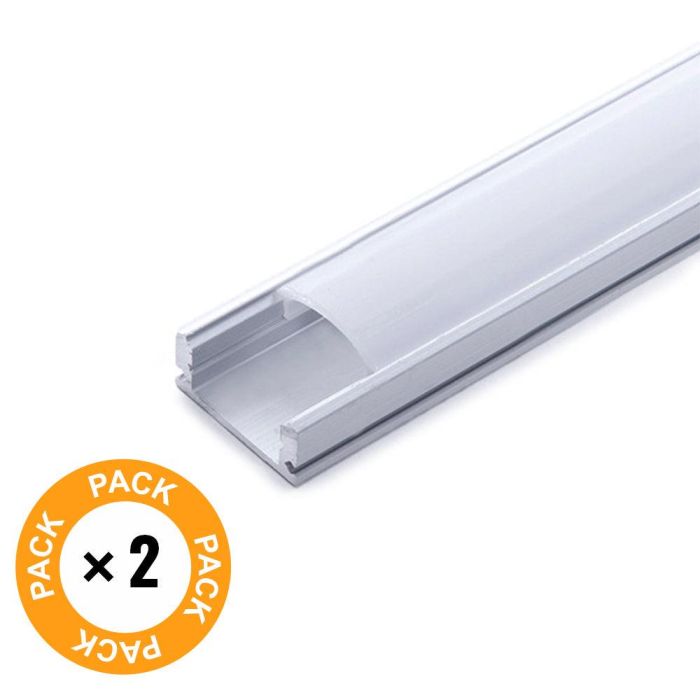 Pack 2 Perfil de Aluminio para LEDs Difusor Opal Tira 2M 1 Pack 2 Perfil de Aluminio para LEDs Difusor Opal Tira 2M 1