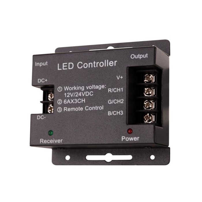 Controlador LED RGB con Mando a Distancia RF 2.4GHz Táctil Circular para Tiras, 12-24V DC, 216W/432W, 22 Modos, Memoria 1 Controlador LED RGB con Mando a Distancia RF 2.4GHz Táctil Circular para Tiras, 12-24V DC, 216W/432W, 22 Modos, Memoria 1