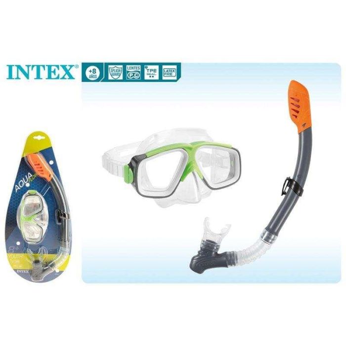 Intex Gafa de Buceo con Lentes de Silicona y Tubo Respirador para Snorkel Modelo Rider Niños +8 Años 4