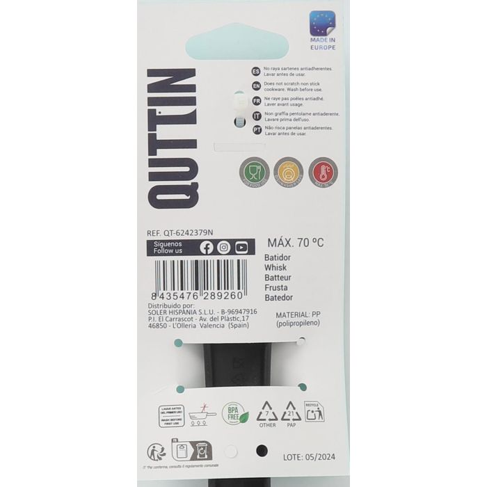 Batidor de Cocina Quttin Negro 31x7x7 cm - Inde (12 Unidades) 1 Batidor de Cocina Quttin Negro 31x7x7 cm - Inde (12 Unidades) 1