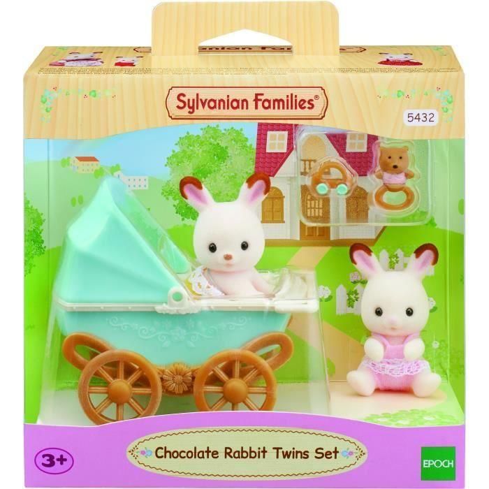 Sylvanian Families - 5432 - Chocolate Bunny Twins and Double Stroller - Muebles Sylvanian Families - 5432 - Chocolate Bunny Twins and Double Stroller - Muebles