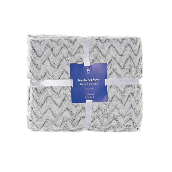 DKD Home Decor Manta Alpino Poliéster Borreguito Gris Oscuro 200x150 cm 260 gsm 1