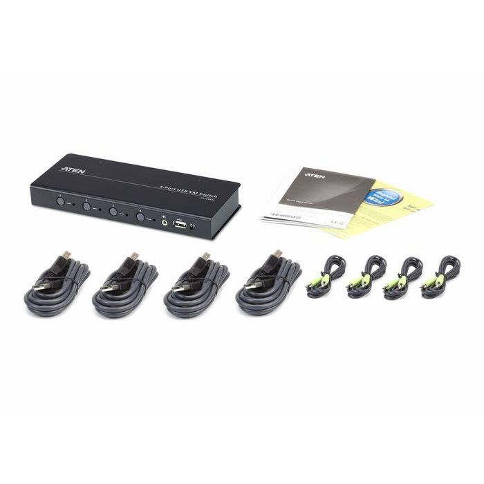Aten Switch KM USB 4 Puertos CS724KM - Controla hasta 4 Computadoras con 1 Teclado y Ratón, Daisy Chain hasta 8 4