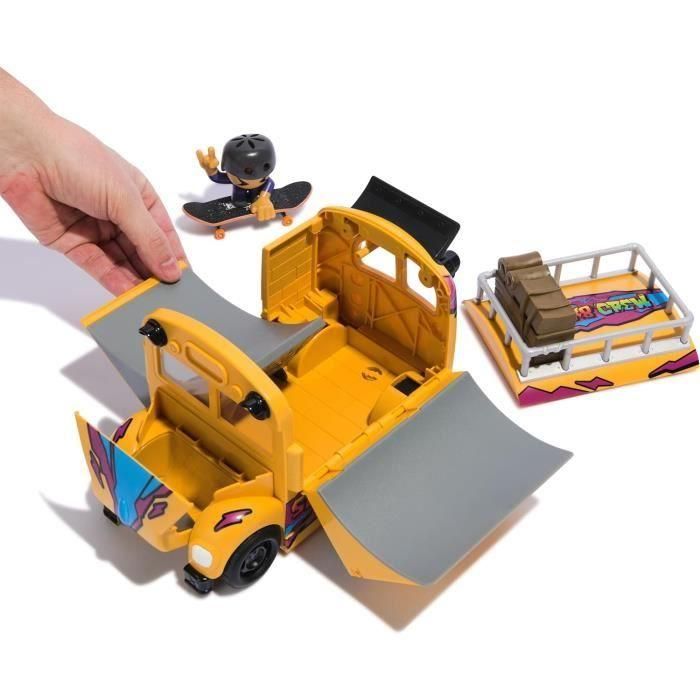 Tech Deck 6071034 Sk8 Crew Playset Autobús Convertible en Parque de Skate de Dedos con 3 Rampas para Fingerboarding y Figura 1